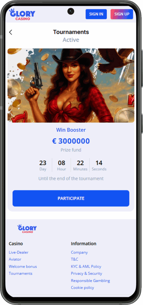 GloryCasino'da Turnuva